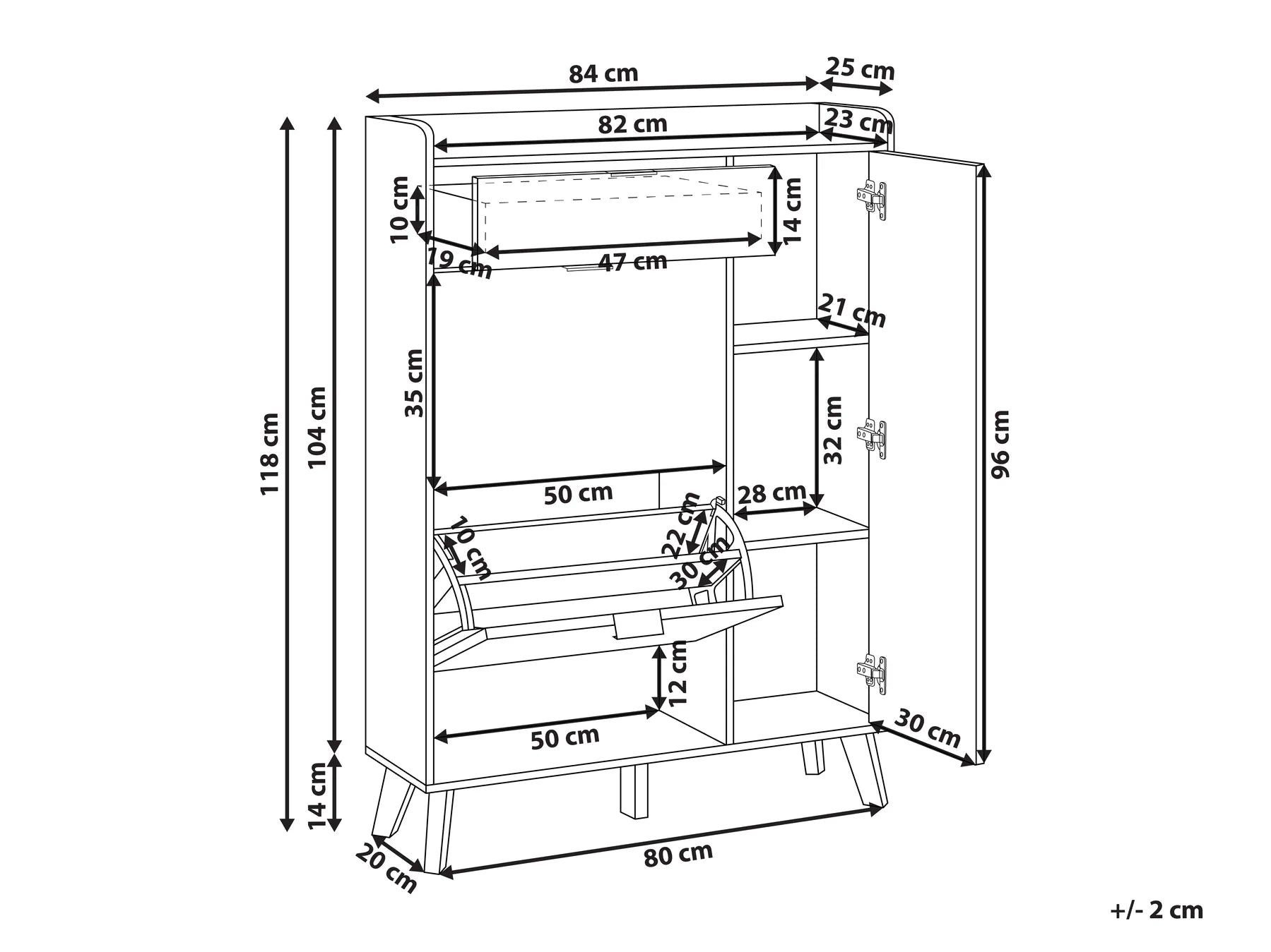 Shoe Storage Cabinet MOONIE Light Brown