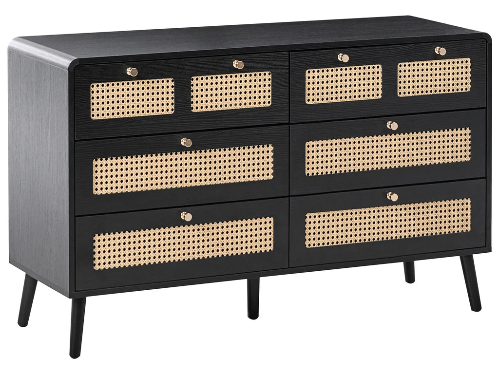 6 Drawer Chest MOURA Black
