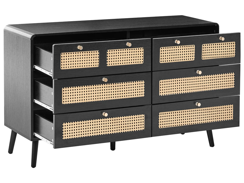 6 Drawer Chest MOURA Black