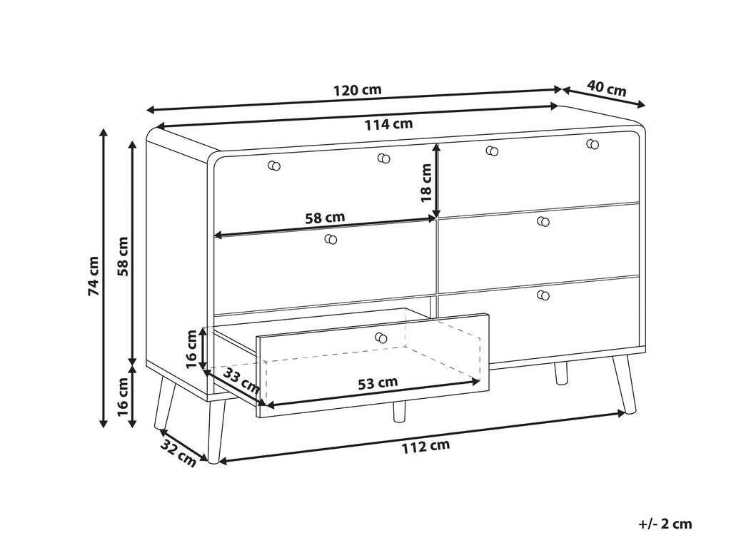 6 Drawer Chest MOURA Black