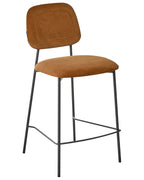 Set of 2 Bar Chairs DUETTE Velvet Golden Brown