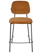 Set of 2 Bar Chairs DUETTE Velvet Golden Brown