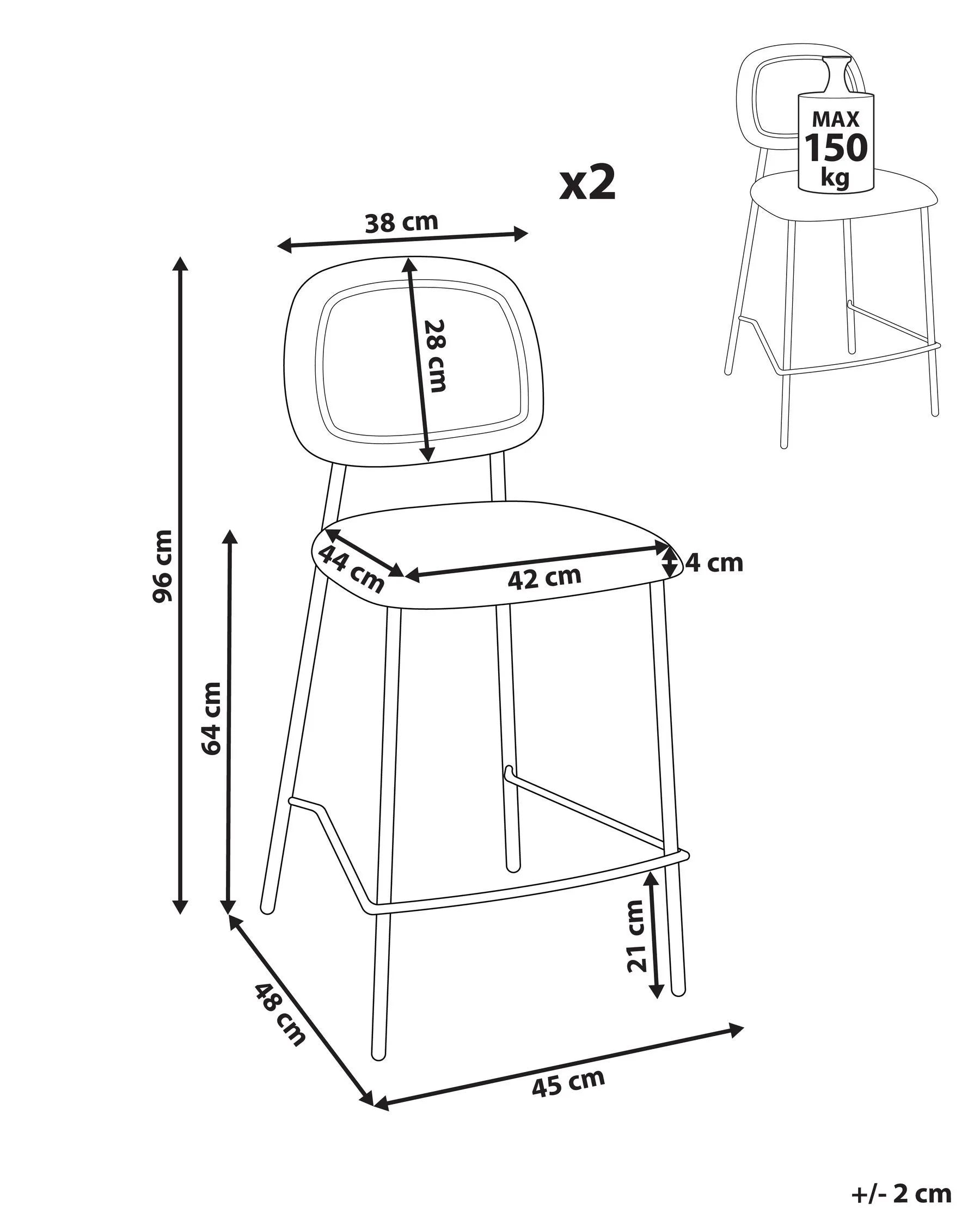 Set of 2 Bar Chairs DUETTE Velvet Golden Brown