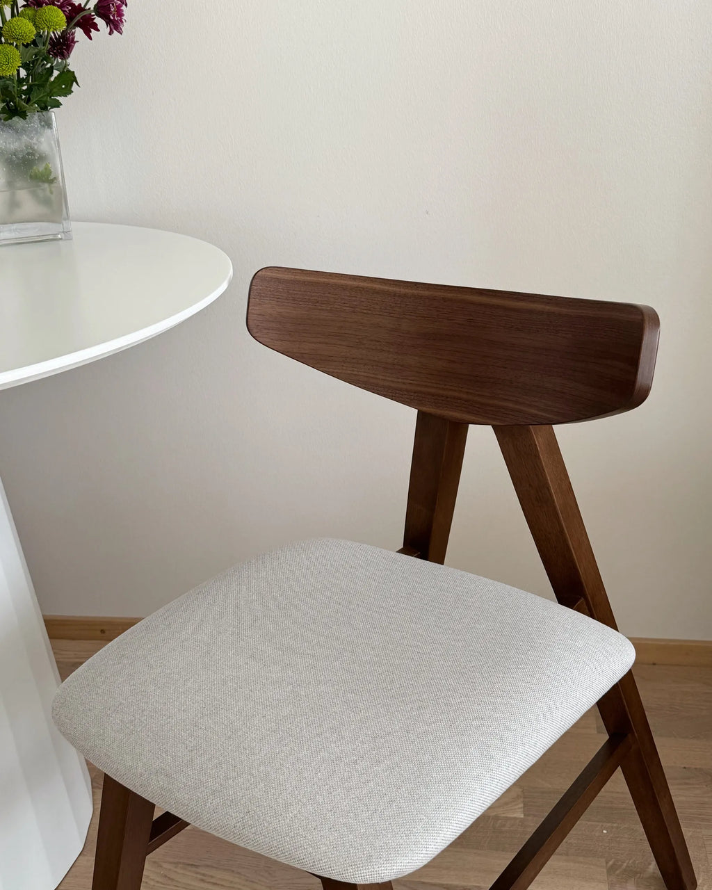 Set of 2 Dining Chairs Wood Dark Brown/ Grey