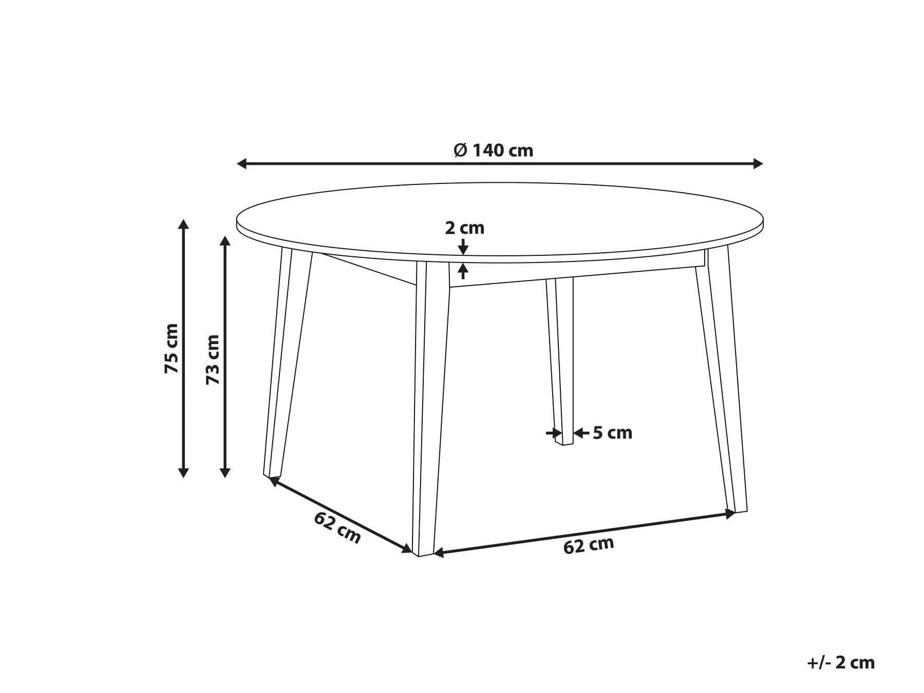 Dining Table HUNTLEY Light Oak 140 cm 140 cm
