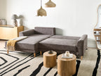 Corner Sofa Bed 3 Seater NUBORG Chenille Taupe Right Hand