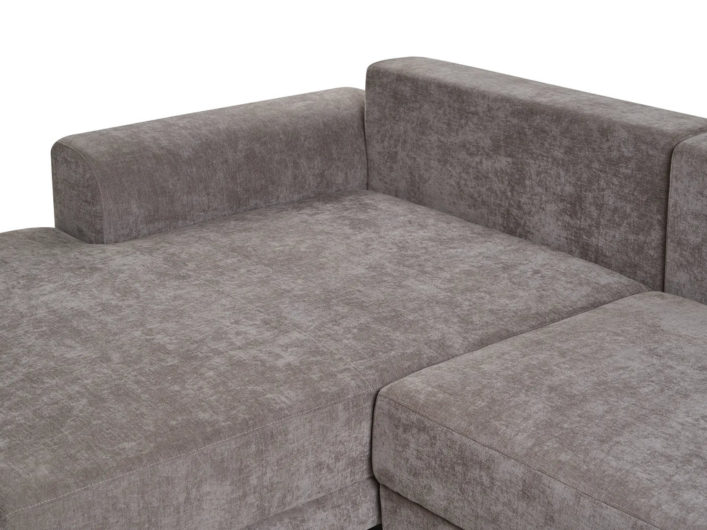 Corner Sofa Bed 3 Seater NUBORG Chenille Taupe Right Hand