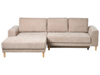 Corner Sofa Bed 3 Seater NUBORG Chenille Light Brown Right Hand
