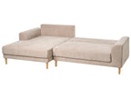 Corner Sofa Bed 3 Seater NUBORG Chenille Light Brown Right Hand