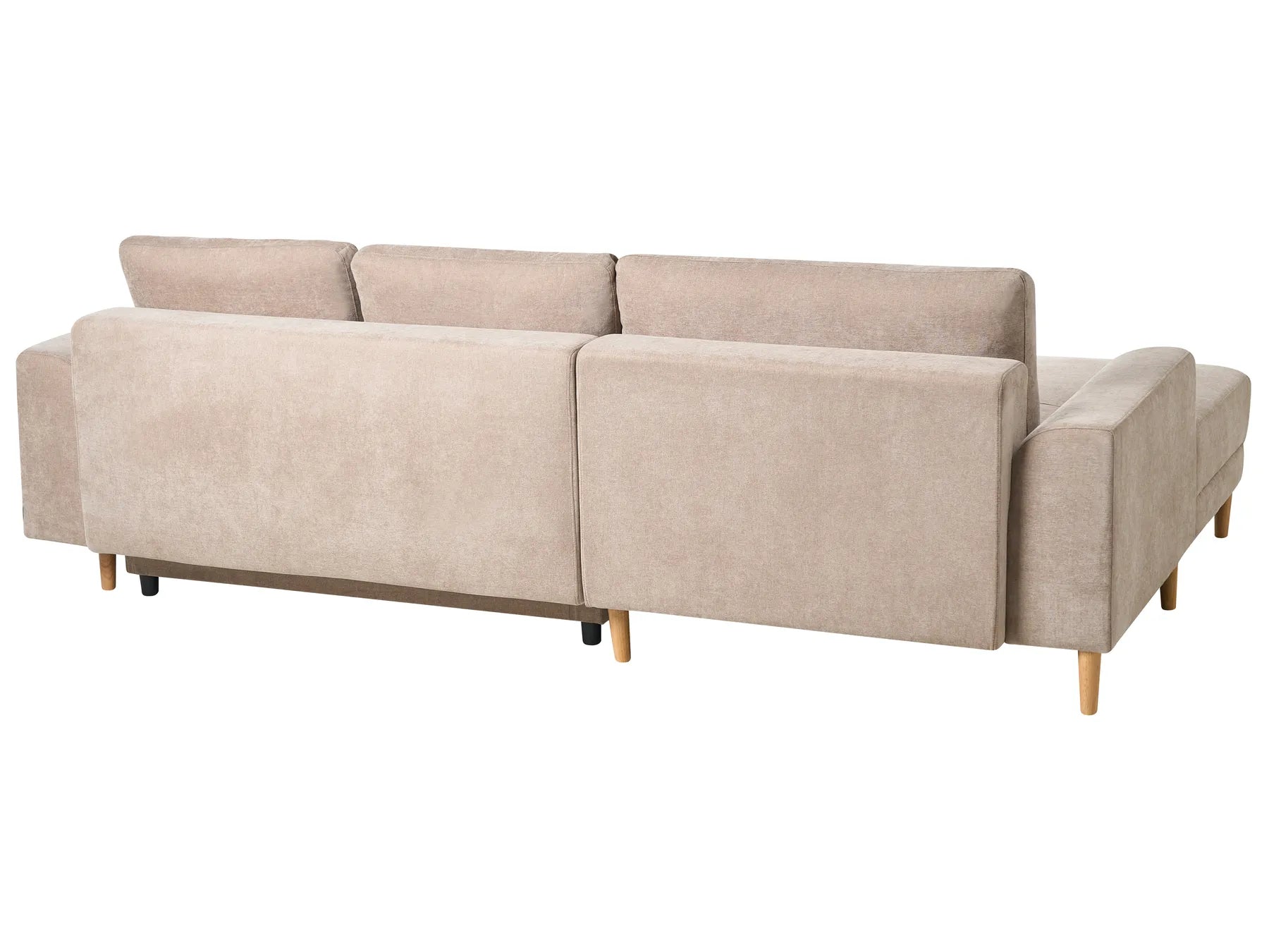 Corner Sofa Bed 3 Seater NUBORG Chenille Light Brown Right Hand