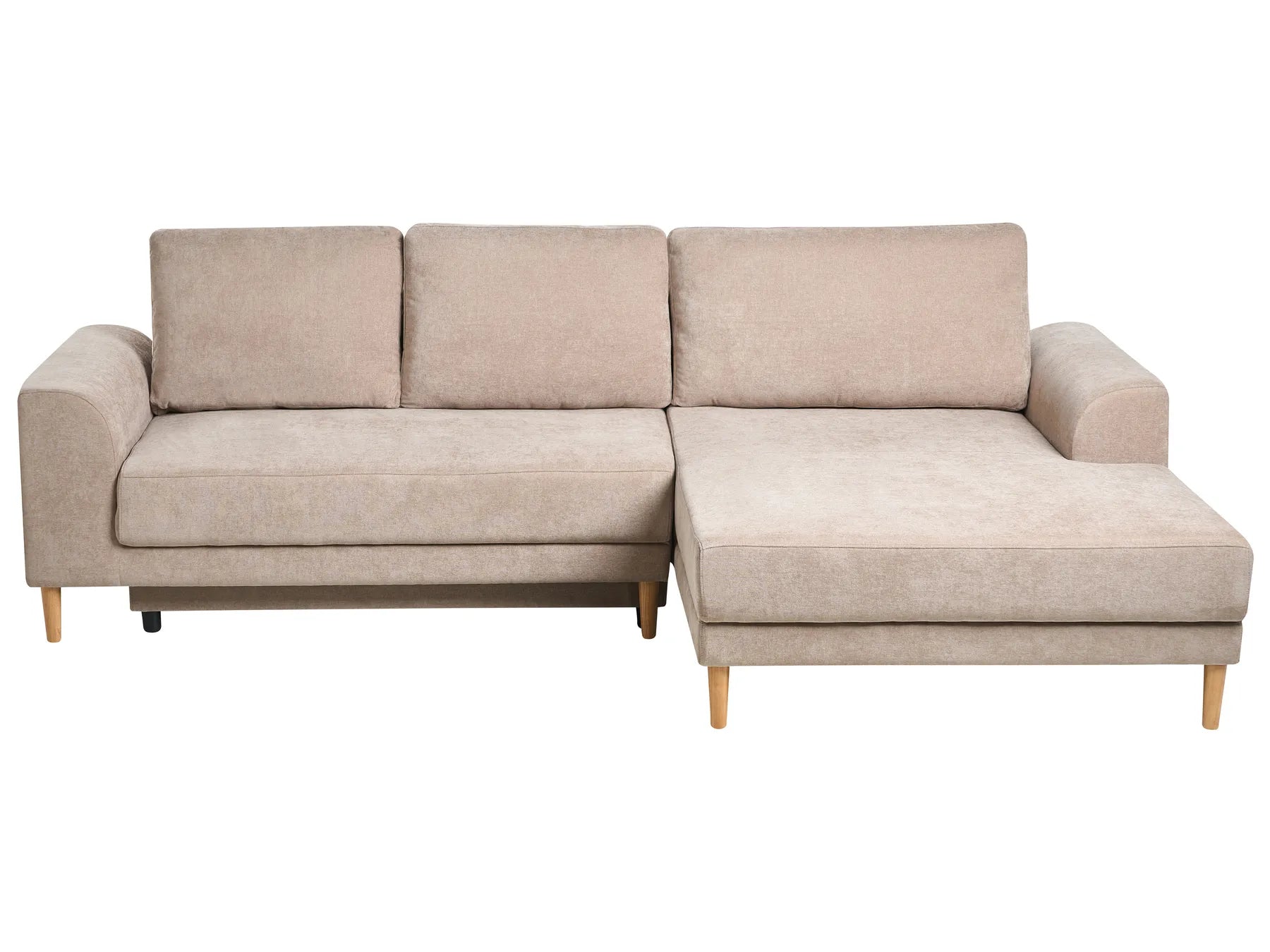 Corner Sofa Bed 3 Seater NUBORG Chenille Light Brown Left Hand