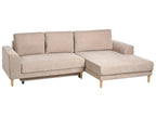 Corner Sofa Bed 3 Seater NUBORG Chenille Light Brown Left Hand