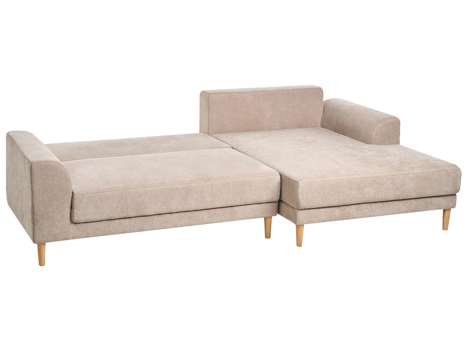 Corner Sofa Bed 3 Seater NUBORG Chenille Light Brown Left Hand
