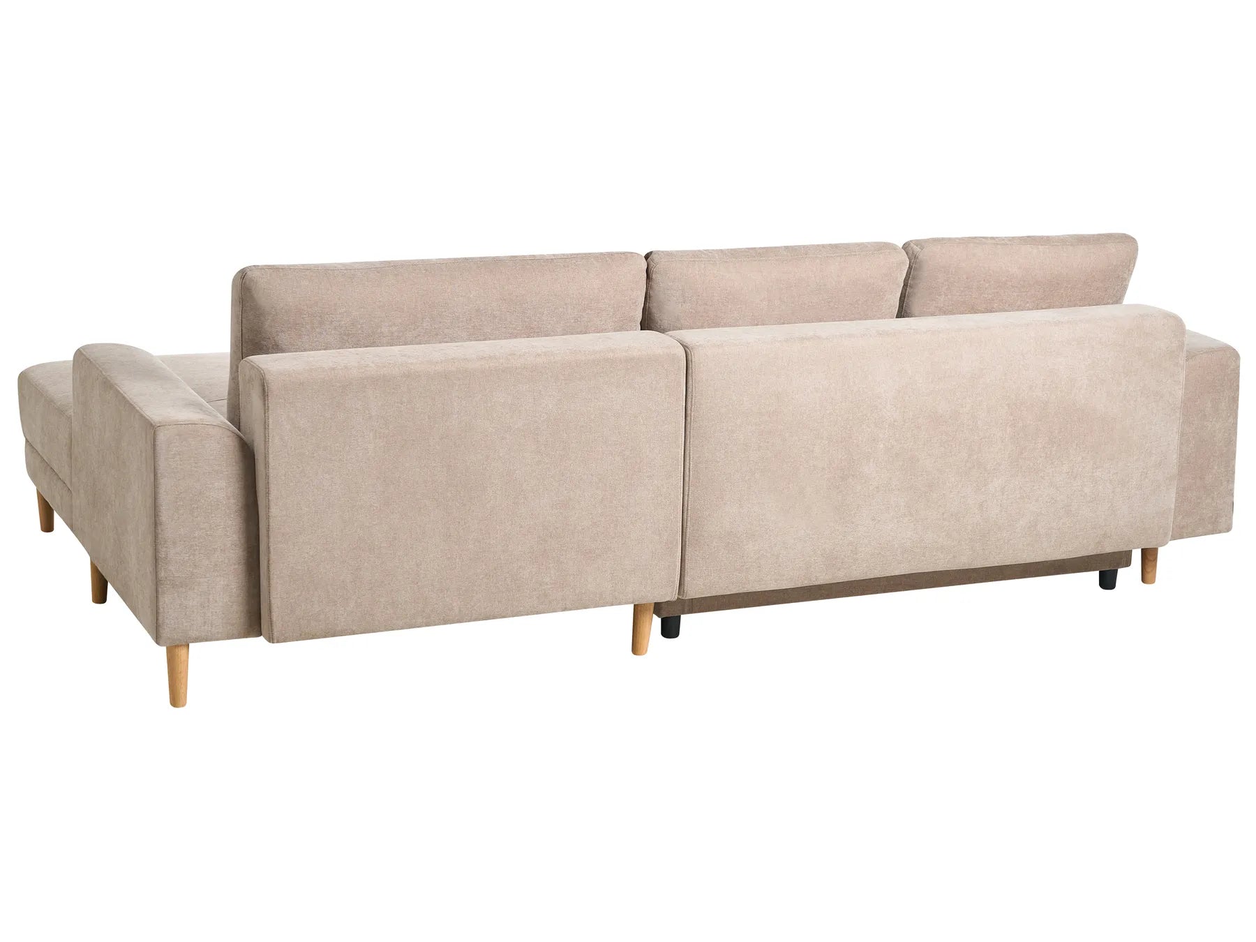 Corner Sofa Bed 3 Seater NUBORG Chenille Light Brown Left Hand
