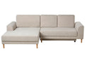 Corner Sofa Bed 3 Seater NUBORG Chenille Light Beige Right Hand