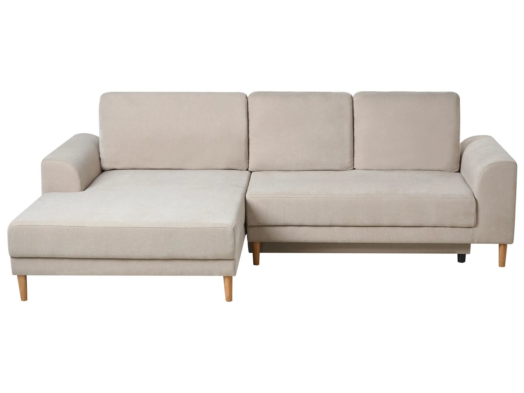 Corner Sofa Bed 3 Seater NUBORG Chenille Light Beige Right Hand