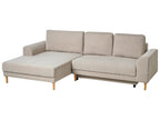 Corner Sofa Bed 3 Seater NUBORG Chenille Light Beige Right Hand