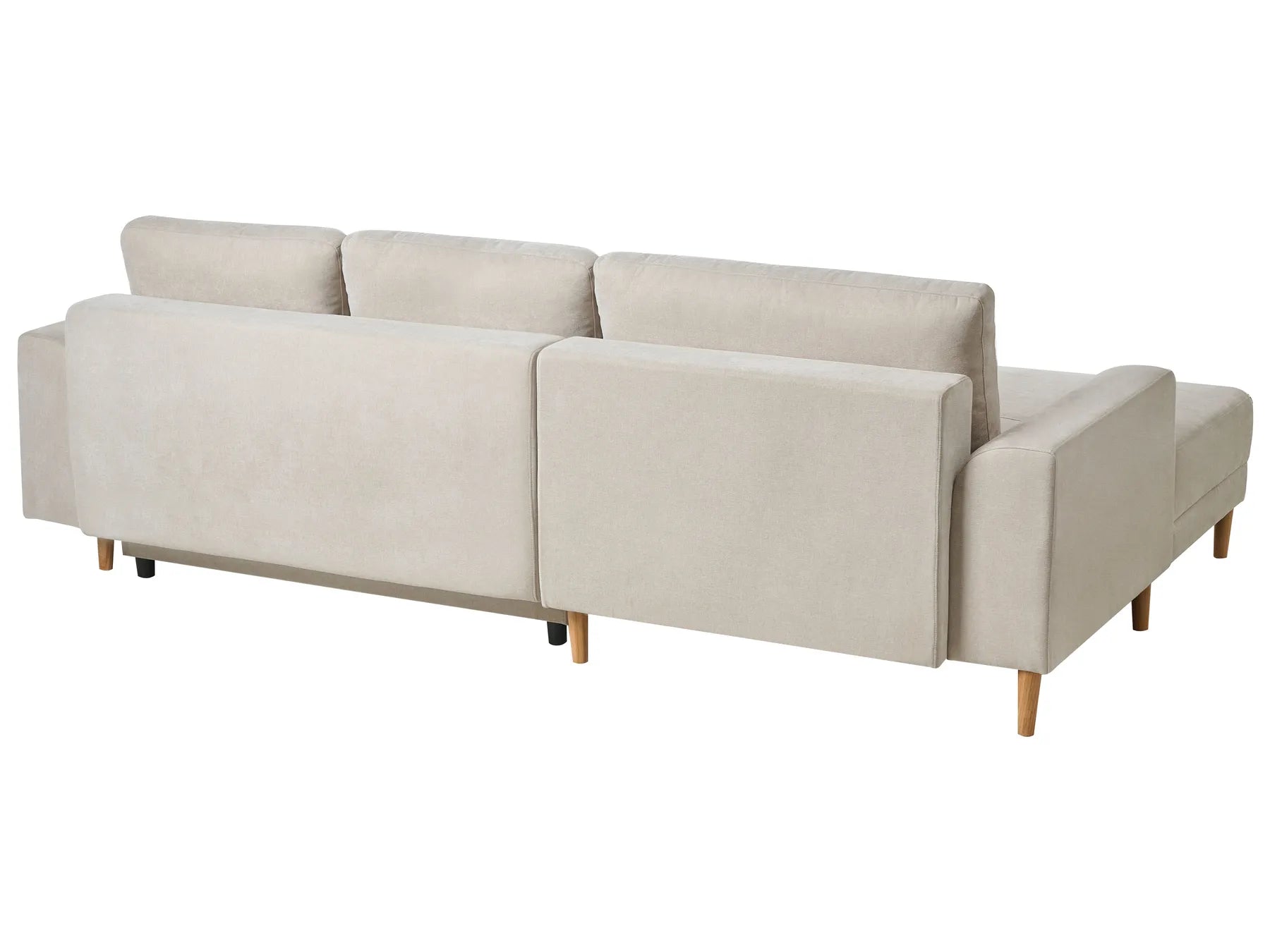 Corner Sofa Bed 3 Seater NUBORG Chenille Light Beige Right Hand