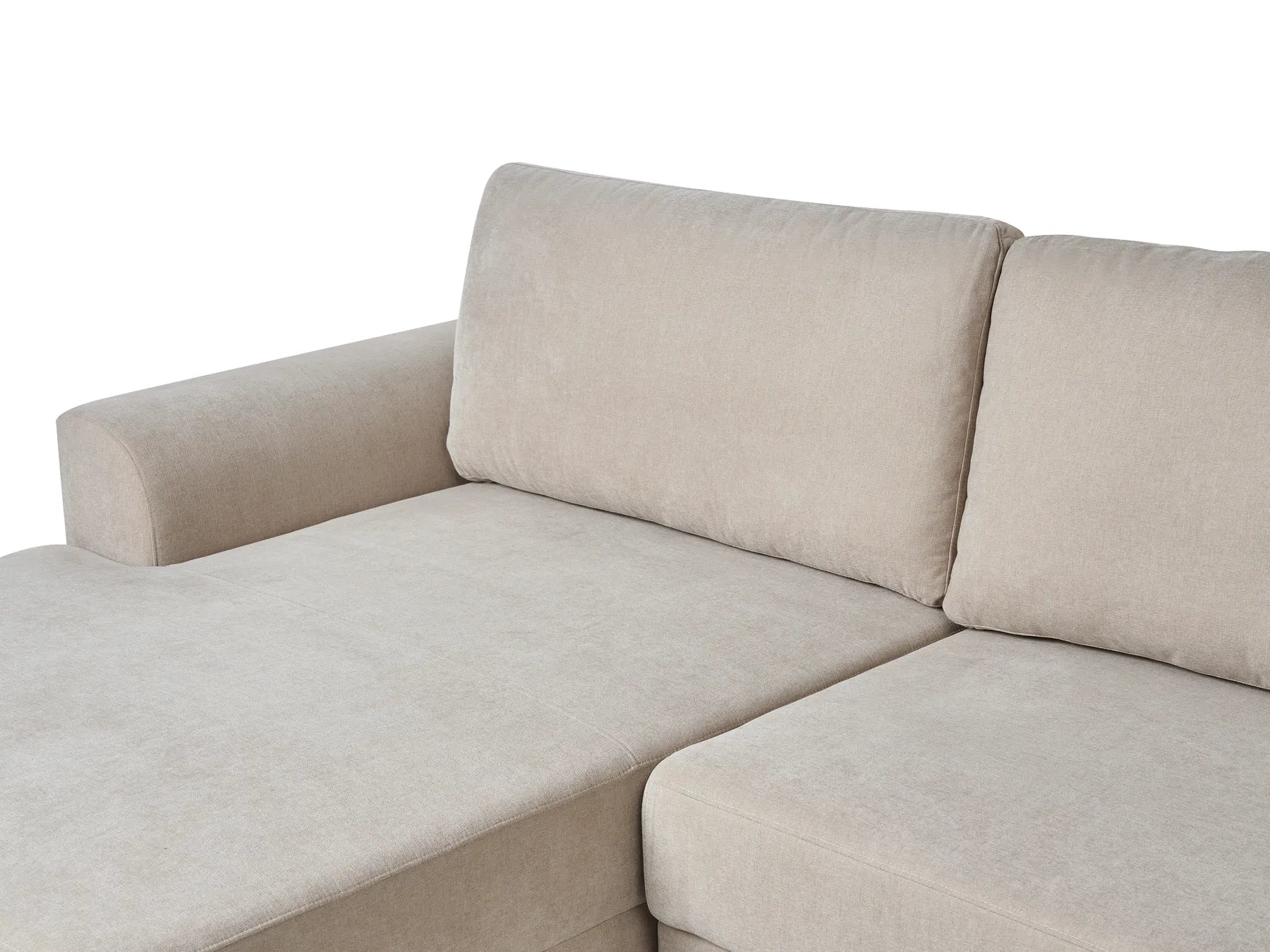 Corner Sofa Bed 3 Seater NUBORG Chenille Light Beige Right Hand