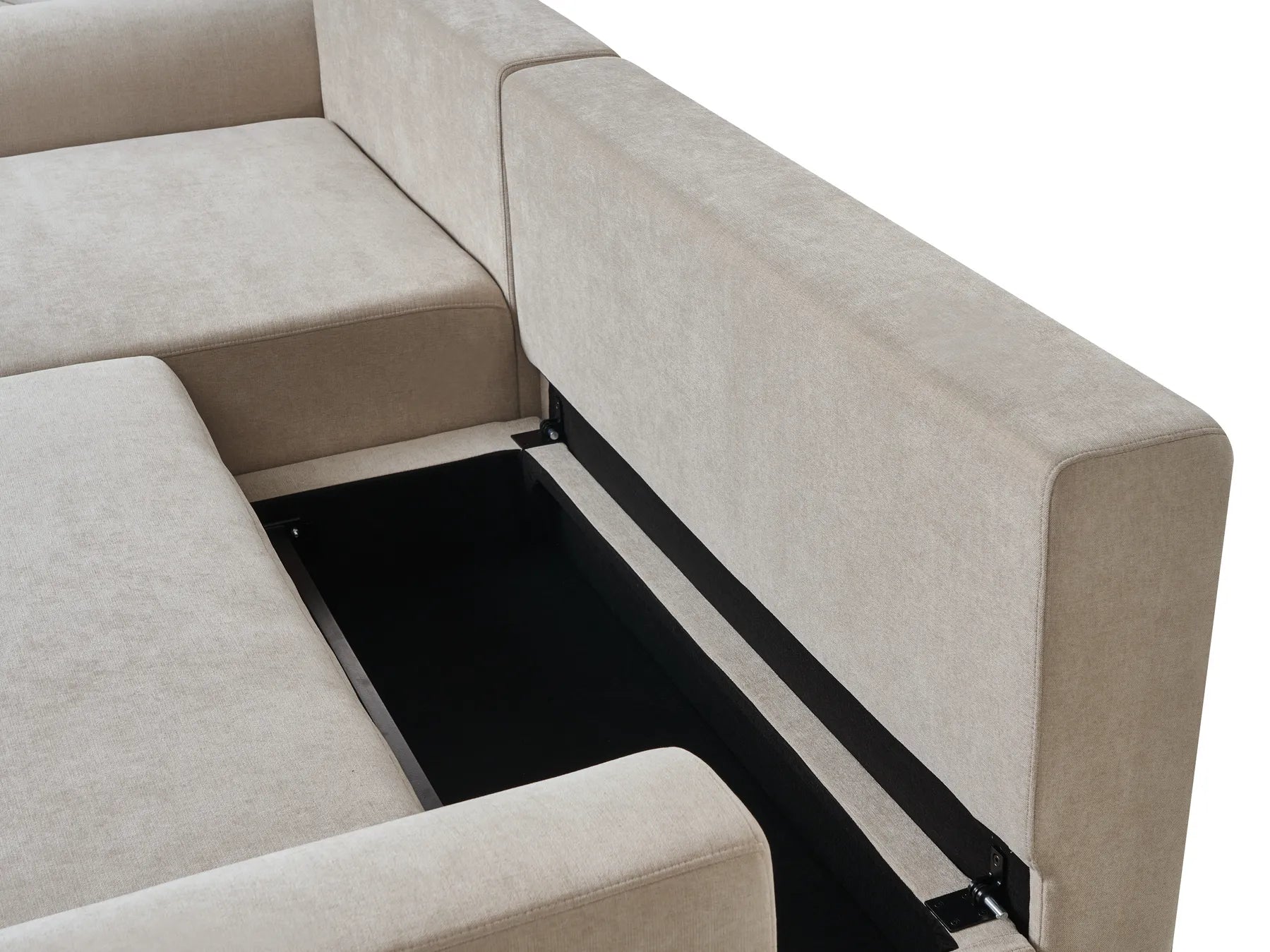 Corner Sofa Bed 3 Seater NUBORG Chenille Light Beige Right Hand