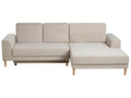 Corner Sofa Bed 3 Seater NUBORG Chenille Light Beige Left Hand