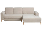 Corner Sofa Bed 3 Seater NUBORG Chenille Light Beige Left Hand