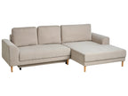 Corner Sofa Bed 3 Seater NUBORG Chenille Light Beige Left Hand