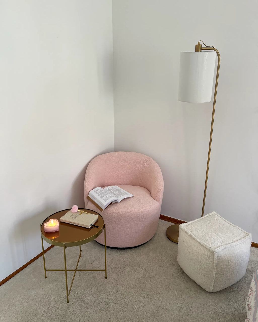 Pouffe ALIPUR Boucle Light Beige