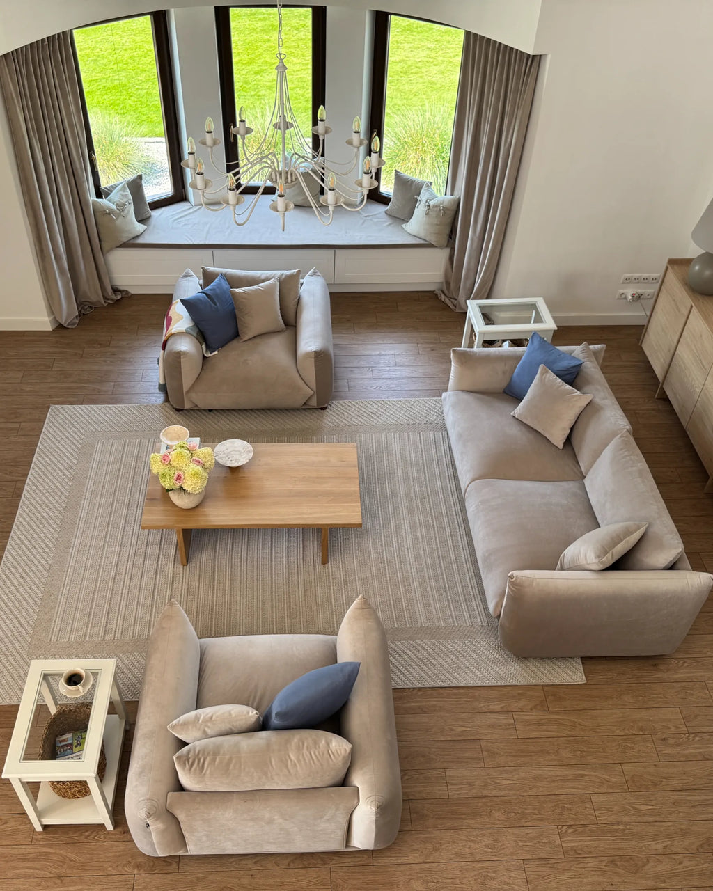 Living Room Set 5 Seater LUVOS Velvet Taupe