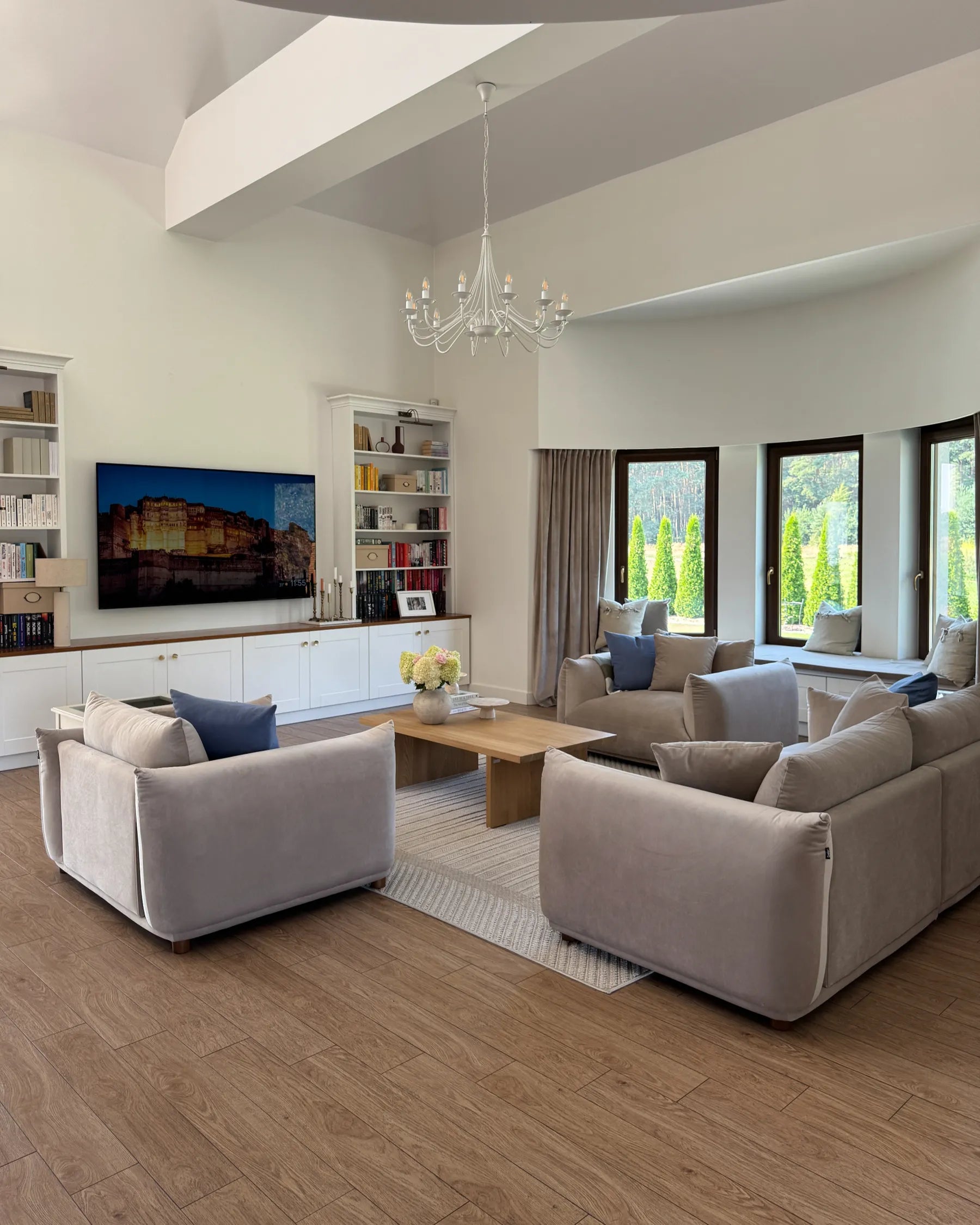 Living Room Set 5 Seater LUVOS Velvet Taupe