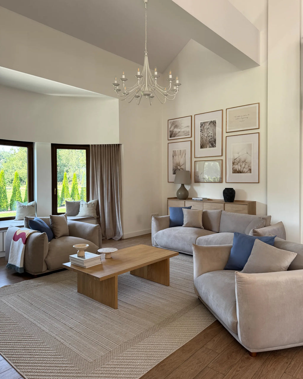 Living Room Set 5 Seater LUVOS Velvet Taupe