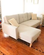 Corner Sofa Bed 3 Seater SIRO Fabric Light Beige with Storage Right Hand