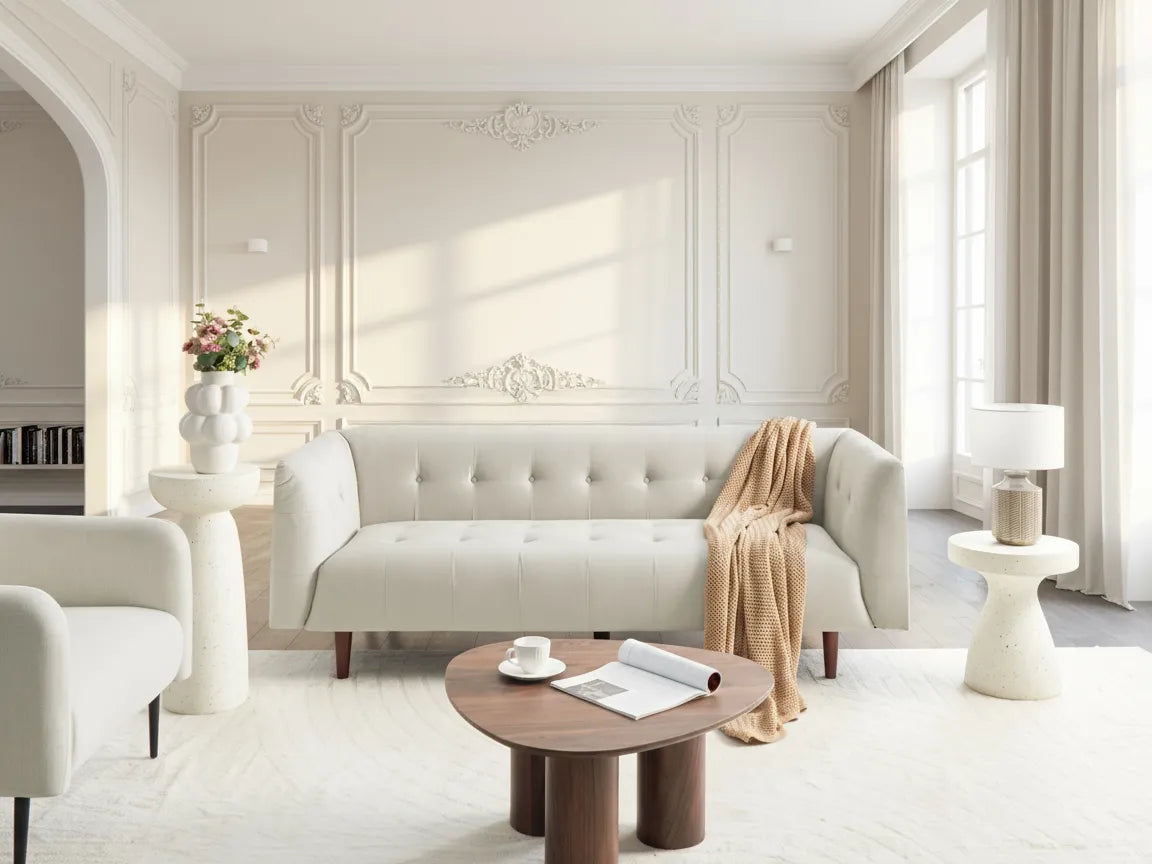 Sofa 3 Seater BYSKE Fabric Light Beige