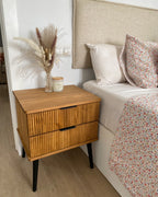 2 Drawer Bedside Table TIMMINS Pine Wood Brown