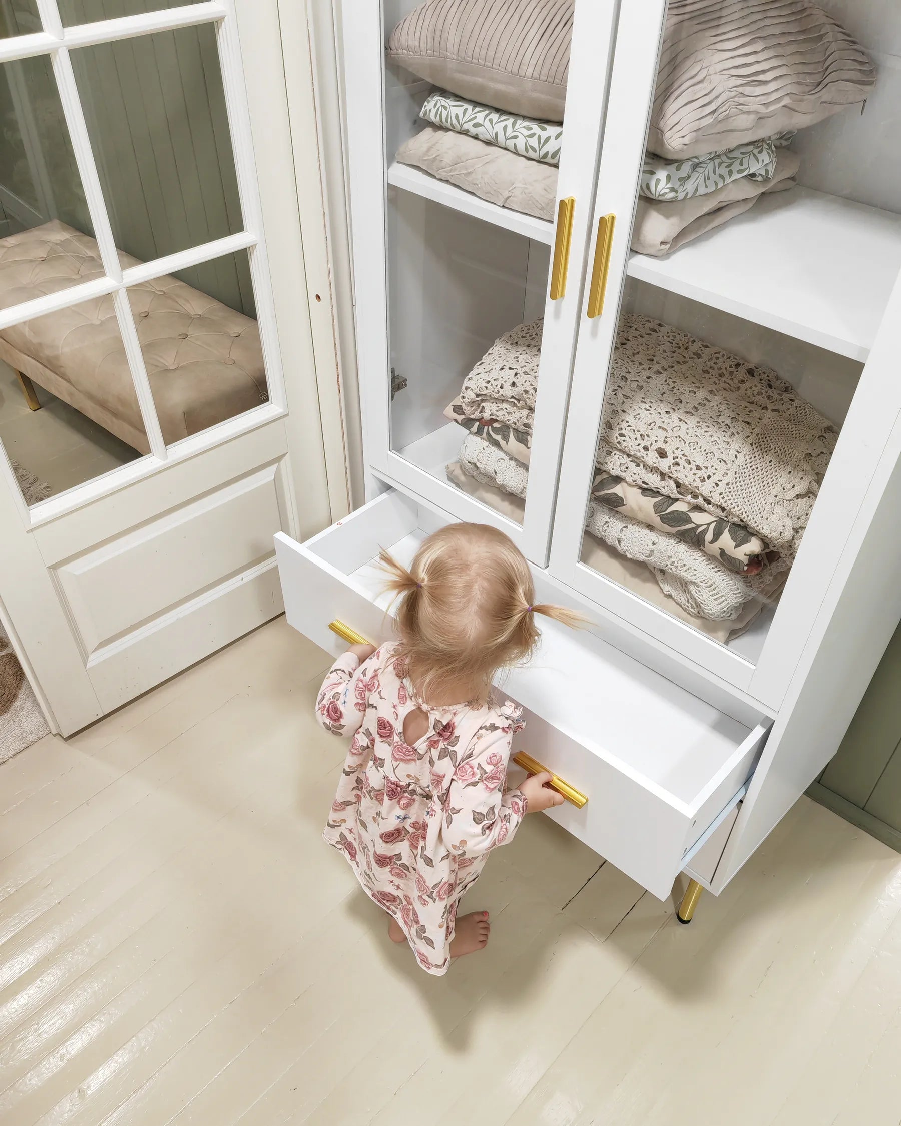 Glass Display Cabinet MILORA 80 cm White