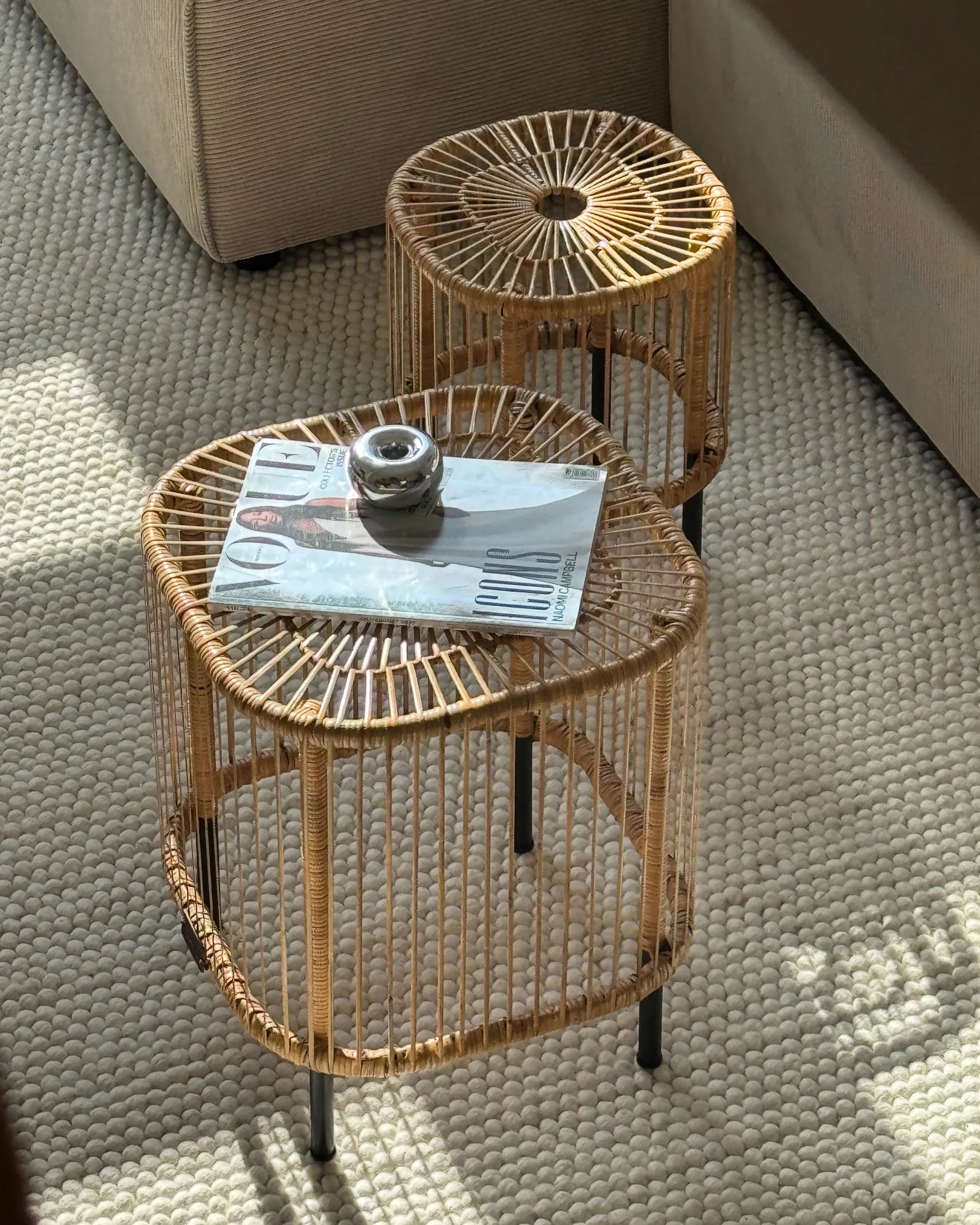 Set of 2 Coffee Tables CESENATICO Rattan Natural