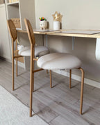 Set of 2 Dining Chairs ADAVER Metal Light Brown