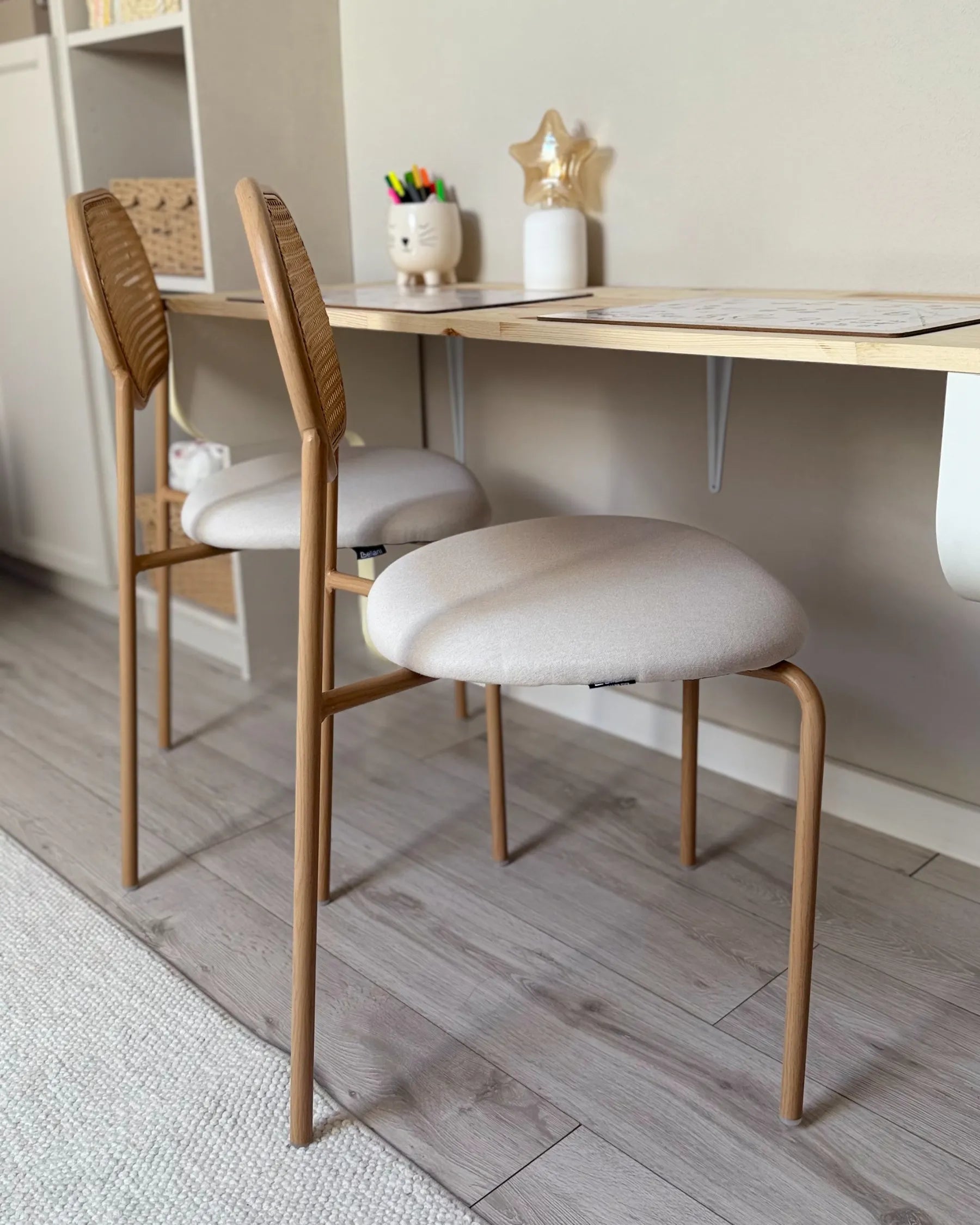 Set of 2 Dining Chairs ADAVER Metal Light Brown