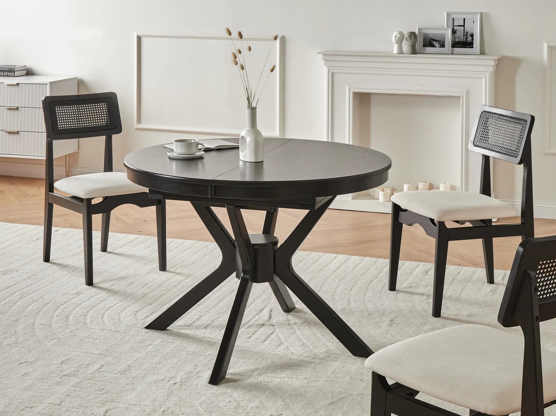 Extending Dining Table TYMIS Black Oak 107/137 cm 107 cm