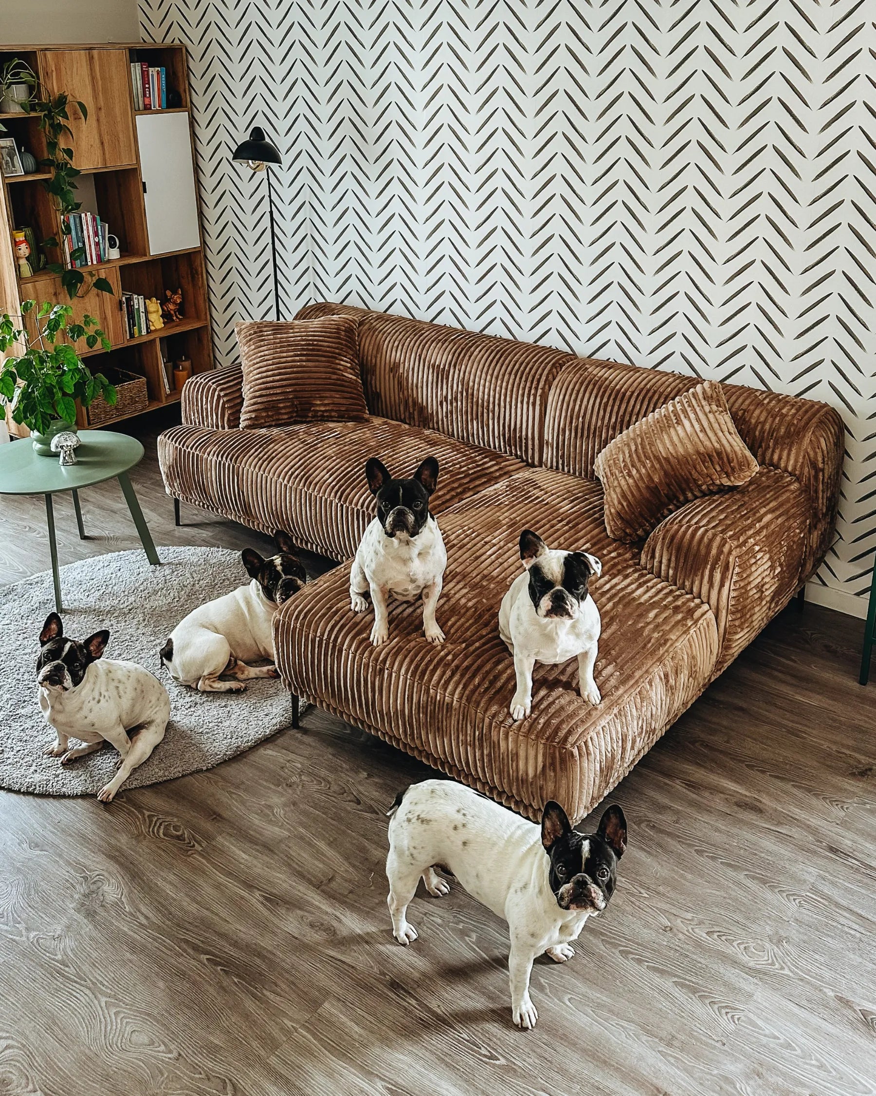 Corner Sofa STENUM Corduroy Light Brown Left Hand