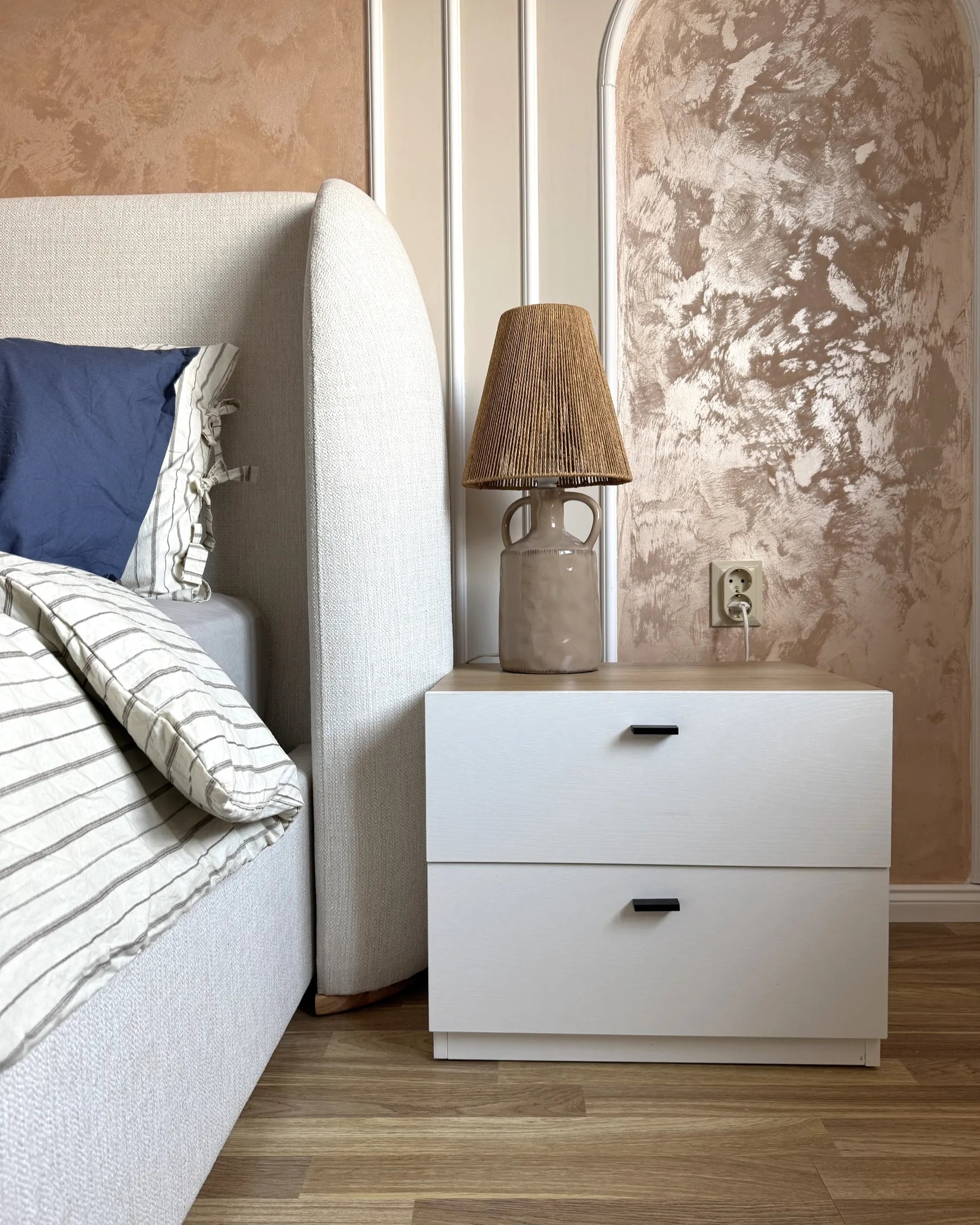 2 Drawer Bedside Table EDISON White