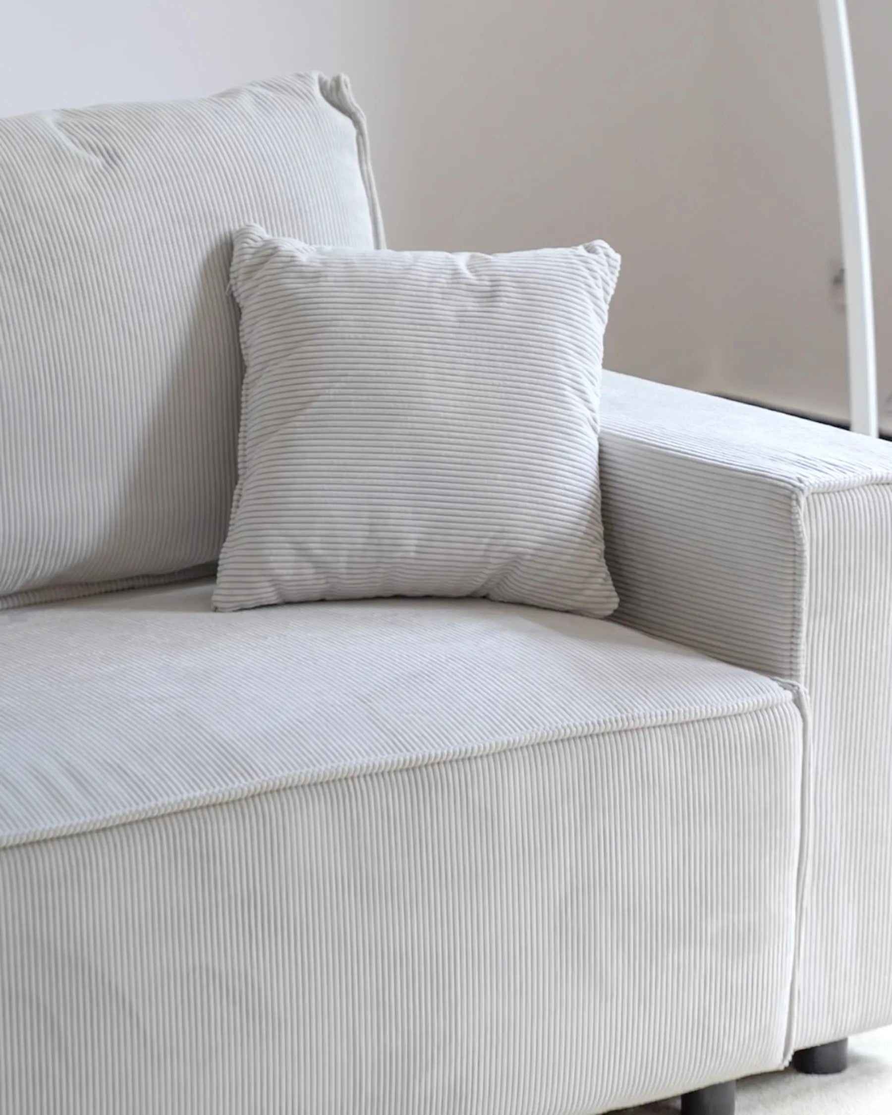 Corner Sofa Bed 3 Seater ABACKA Corduroy Off-White Right Hand