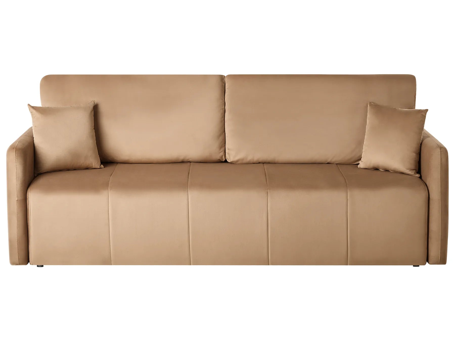 Sofa Bed 3 Seater EGGE Velvet Light Brown