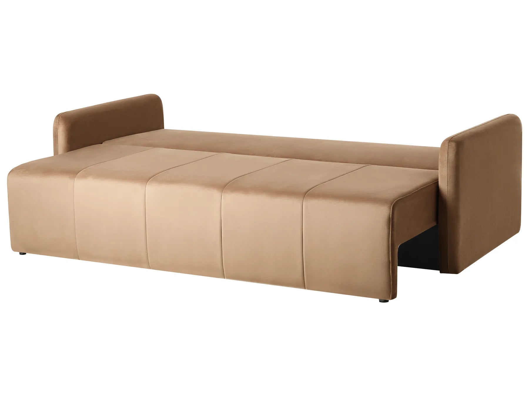 Sofa Bed 3 Seater EGGE Velvet Light Brown