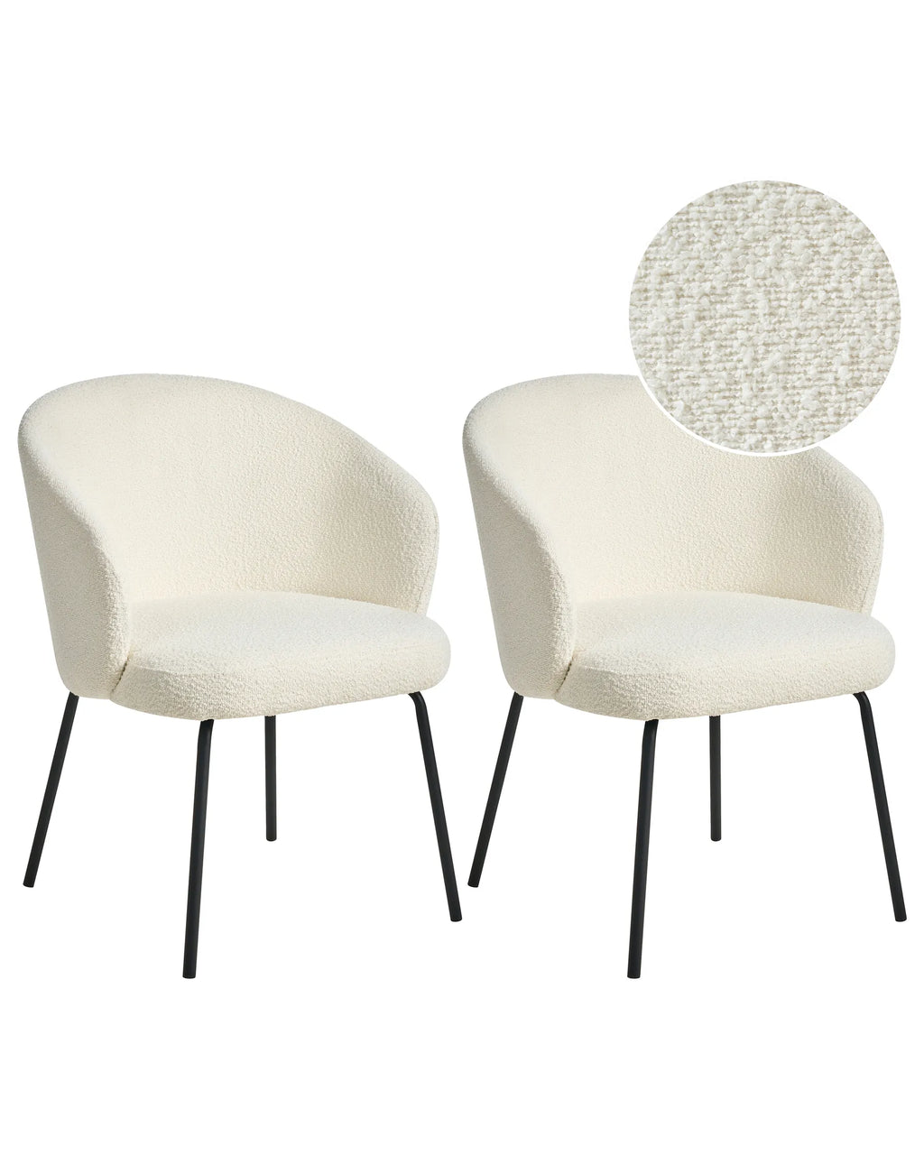 Set of 2 Dining Chairs LUDDEN Boucle Light Beige