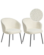 Set of 2 Dining Chairs LUDDEN Boucle Light Beige