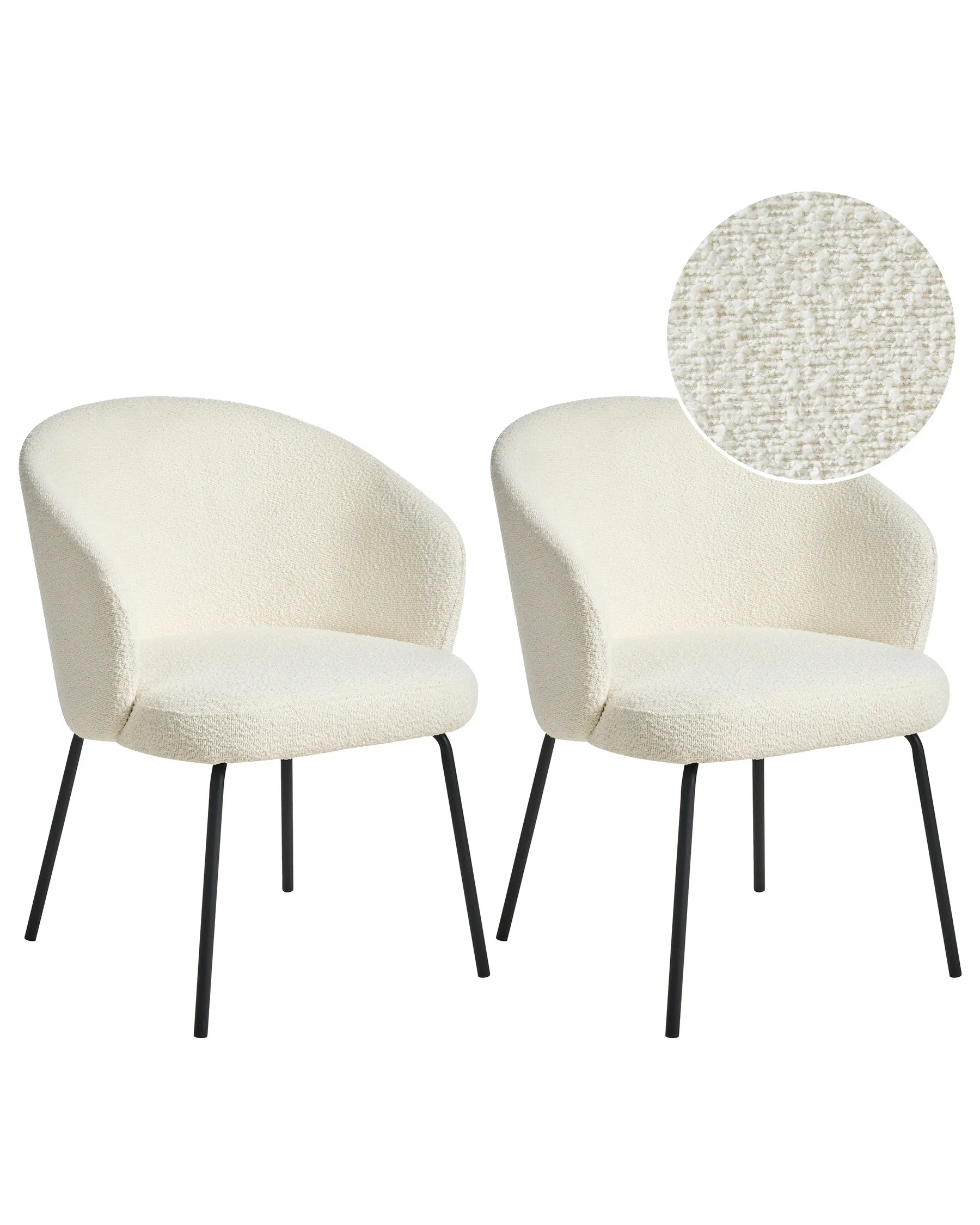 Set of 2 Dining Chairs LUDDEN Boucle Light Beige