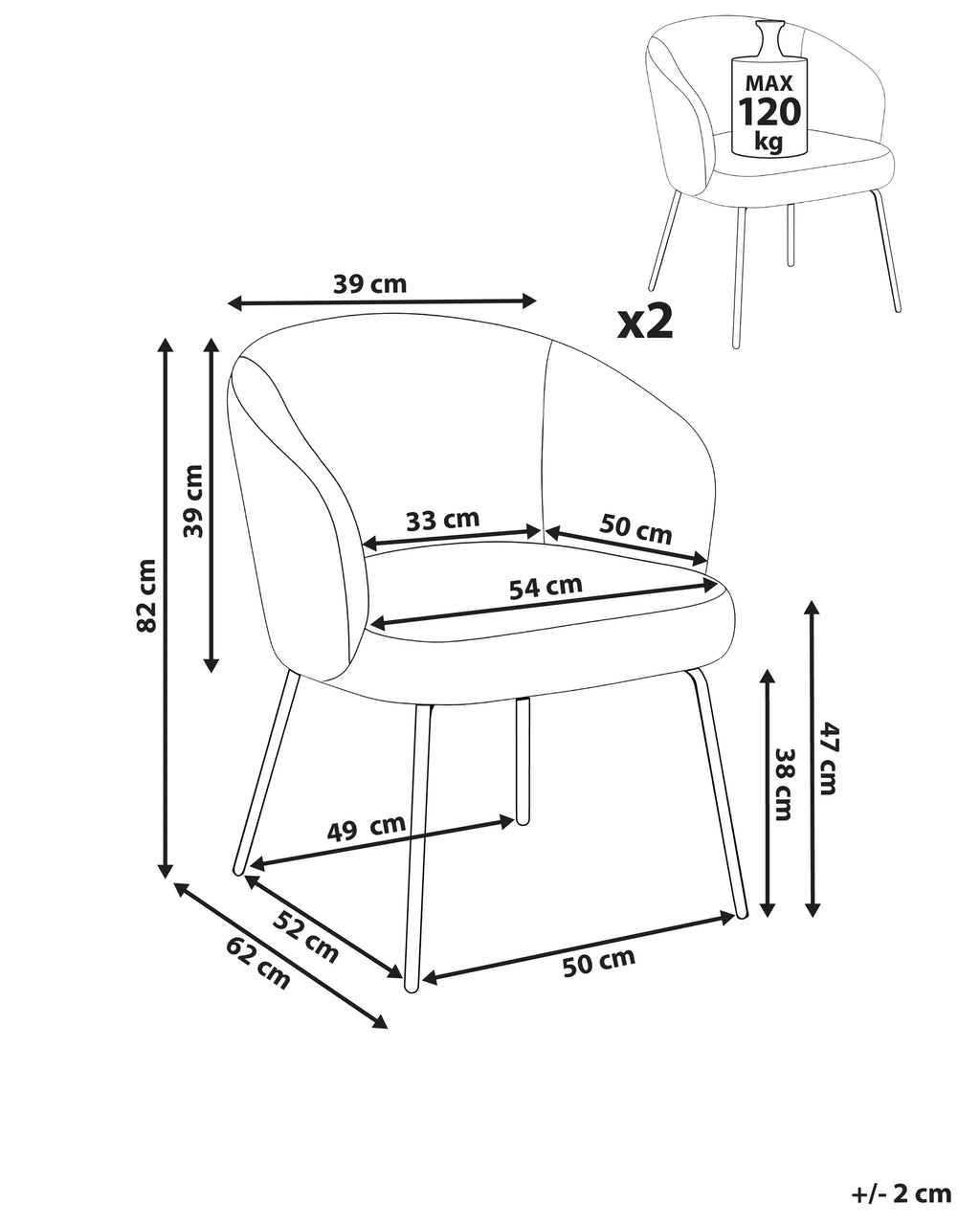 Set of 2 Dining Chairs LUDDEN Boucle Light Beige