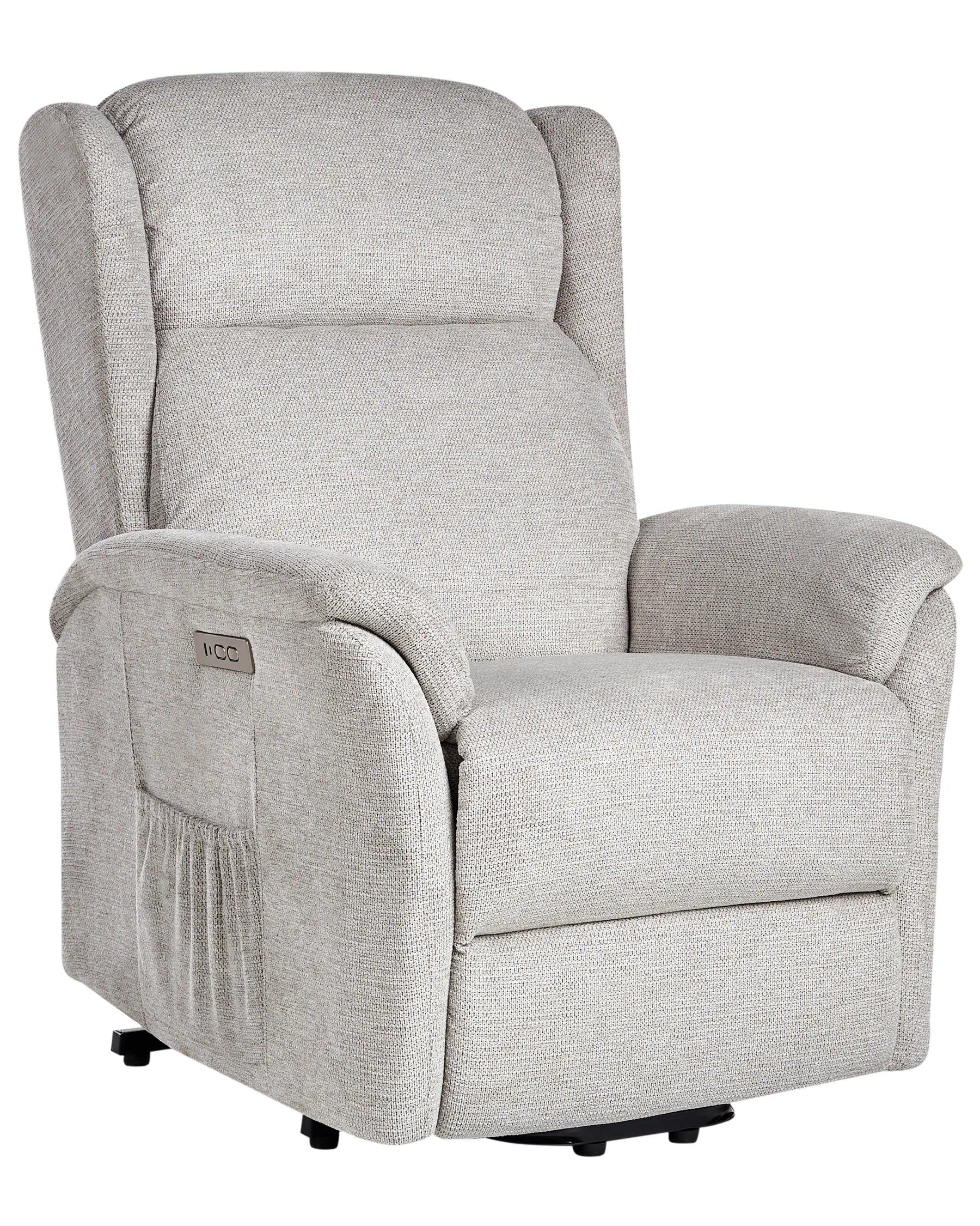 Electric Recliner Chair ELEGY With Footrest Fabric Light Grey