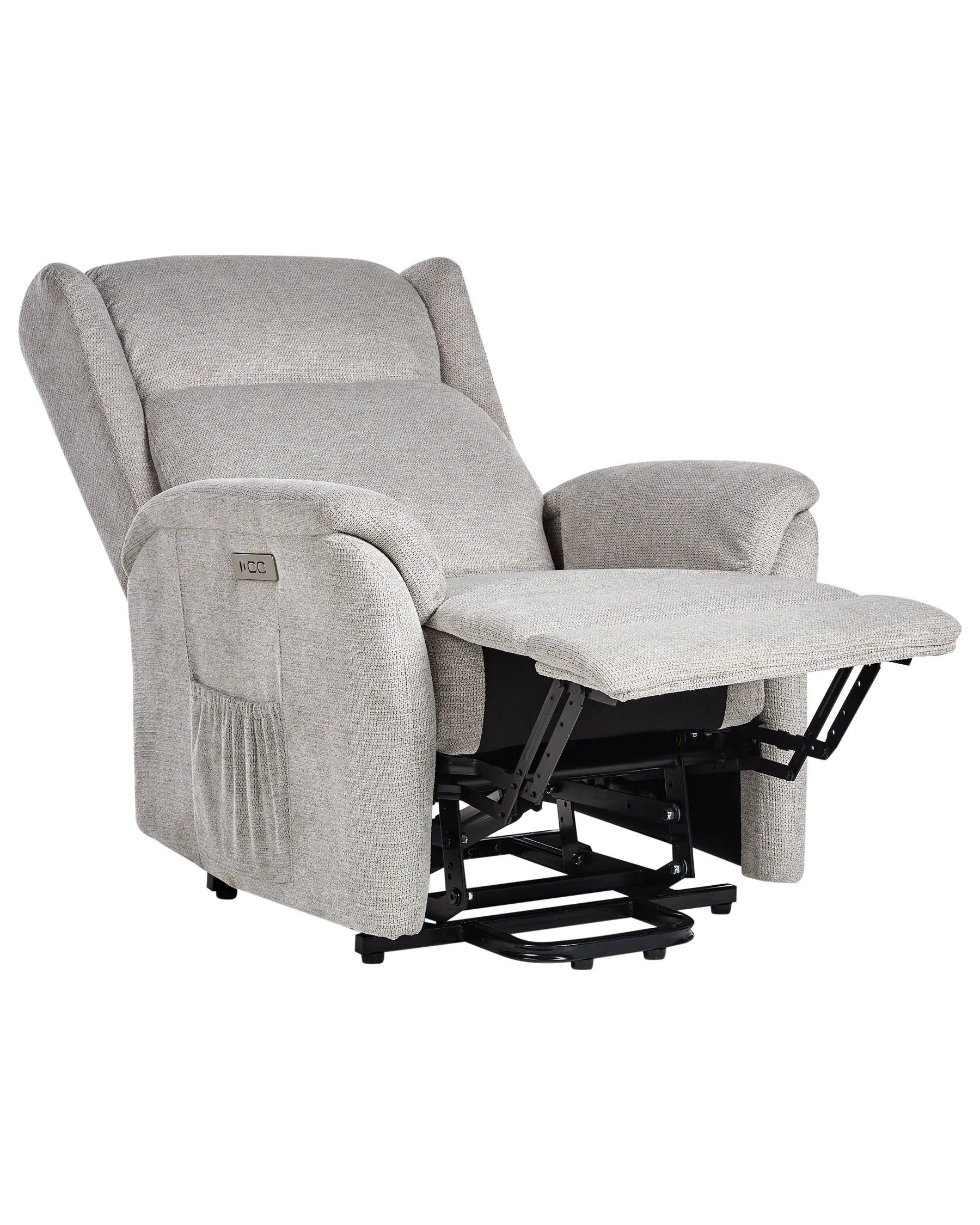 Electric Recliner Chair ELEGY With Footrest Fabric Light Grey